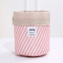 Load image into Gallery viewer, Hylhexyr Women Cylinder Shaped Travel Cosmetic Bag Pull Rope Organizer Case Makeup Make Up Wash Pouch Toiletry Bags